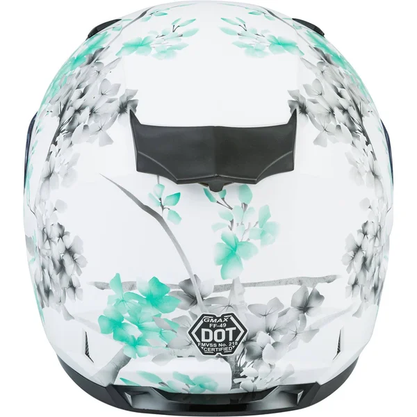 GMAX FF-49 Full-Face Blossom Helmet - Matte White/Teal/Grey - Medium