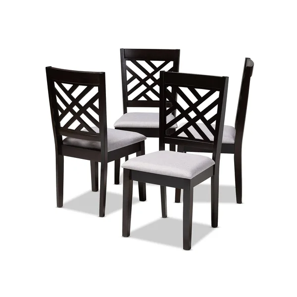 Baxton Studio Caron Gray and Espresso Fabric Dining Chair (Set of 4)