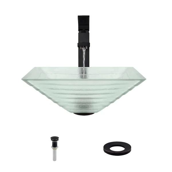 Mr Direct 604 Vessel Sink Ensemble with An Antique Bronze Finish 721 Faucet, Pop-Up Drain, and Sink Ring.