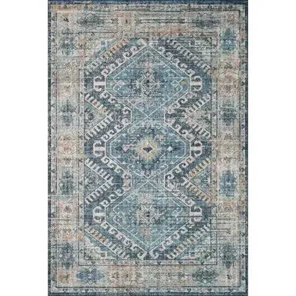 Alexander Home Leanne Traditional Distressed Printed Area Rug - Size: 9& x 12&, Blue
