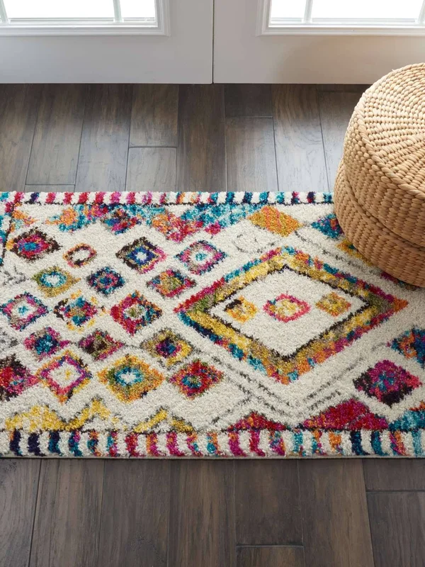 Nourison Moroccan Casbah MCB02 Ivory/Multicolor Area Rug, 5&3x22 x 7&9x22