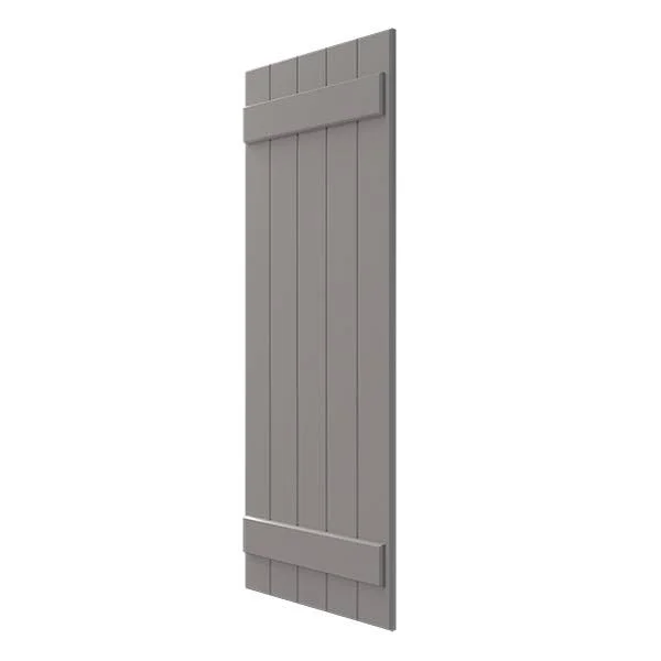 Ekena Millwork CWB18X048PRC 18x22W x 48x22H Exterior Five Board (2 Batten) Composite Board-n-Batten Shutters (Per Pair), Primed
