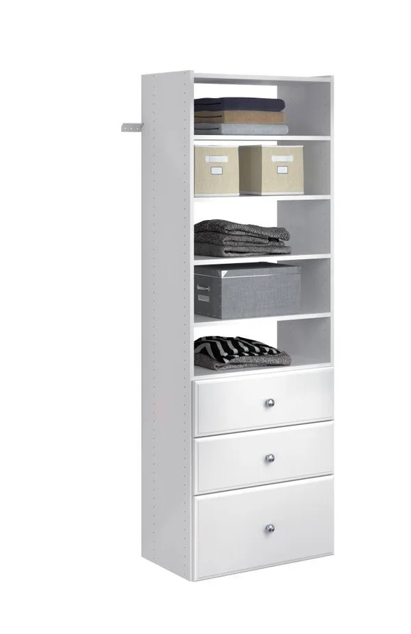 Easy Track PH32 25-1/8x22 Wide Elite Closet Organizer System with Three - White