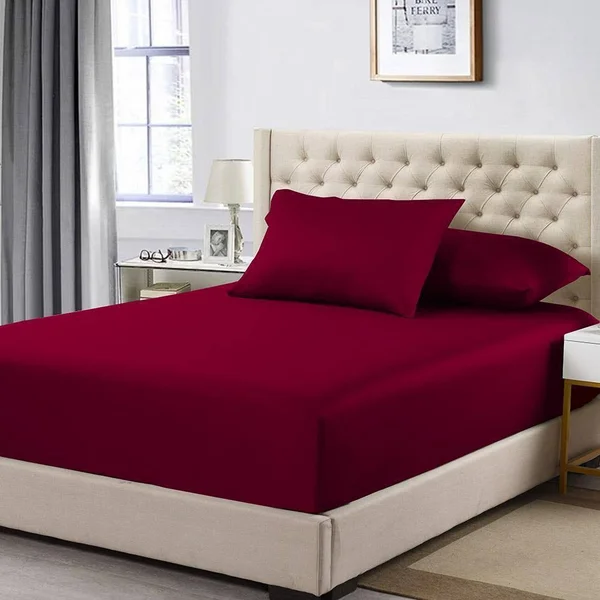 Fitted Sheet Only Cotton Solid 600TC California King, Burgundy