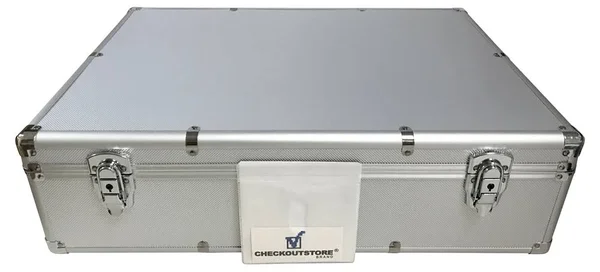 CheckOutStore Aluminum CD/DVD Storage Box (Holds 1000 Discs) Silver - 580 mm x 420 mm x 164 mm