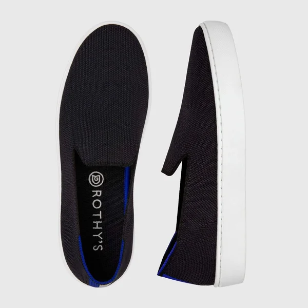 Rothy&s Black Slip-On Sneakers - Black Solid, Size 8.5