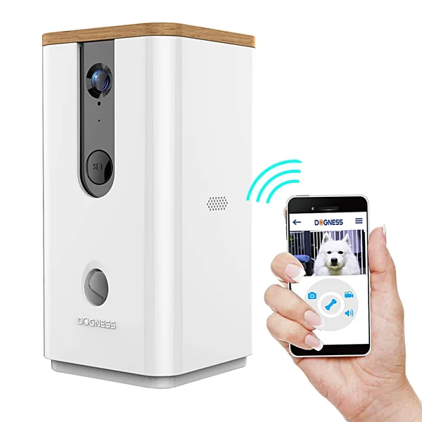 Dogness Pet Treat Dispenser with Camera - White