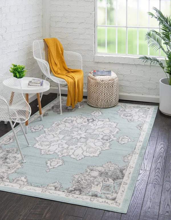 Unique Loom Parker Kokulu Area Rug - Aqua - 7& 10 x 10& 0