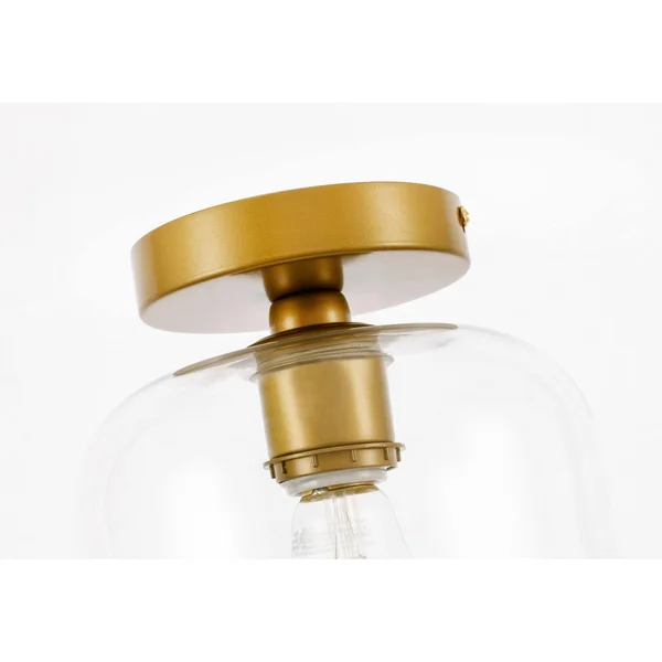 Elegant LD2270BK Collier 1 Light Black and Clear Glass Flush Mount