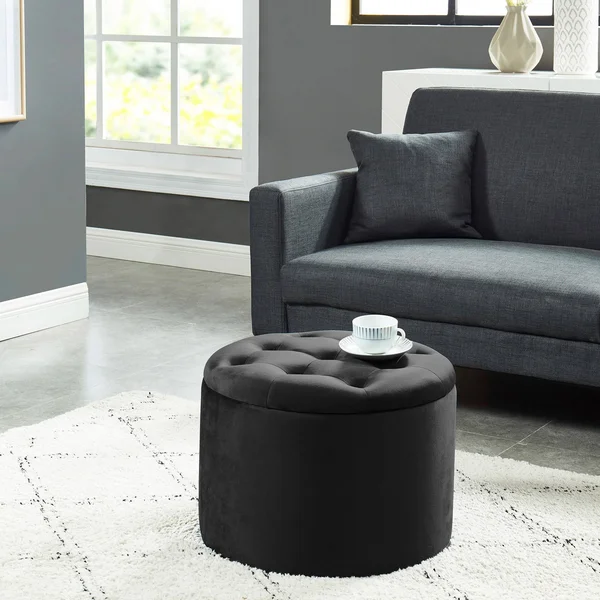 Talia Round Storage Ottoman Blue