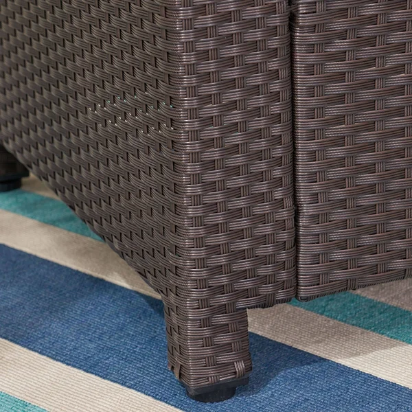 Christopher Knight Home Puerta Outdoor (PE) Wicker 3 Seater Sofa by Brown + Ceramic Grey Cushion