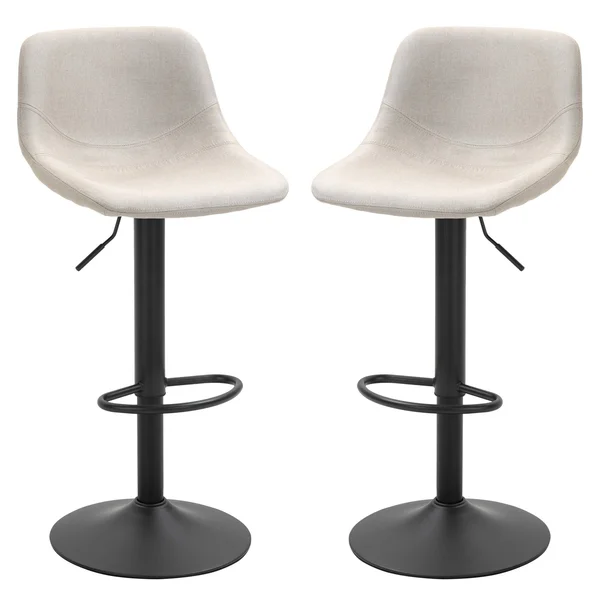 HOMCOM Swivel Bar Stools Set of 2 Bar Chairs Adjustable Height Barstools Padded with Back for Kitchen, Counter, and Home Bar - W
