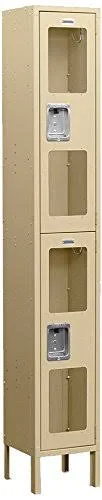 Salsbury Industries S-62165TN-U 6 ft. H x 15 in. D See-Through Metal Locker - Double Tier - 1 Wide - Unassembled - Tan