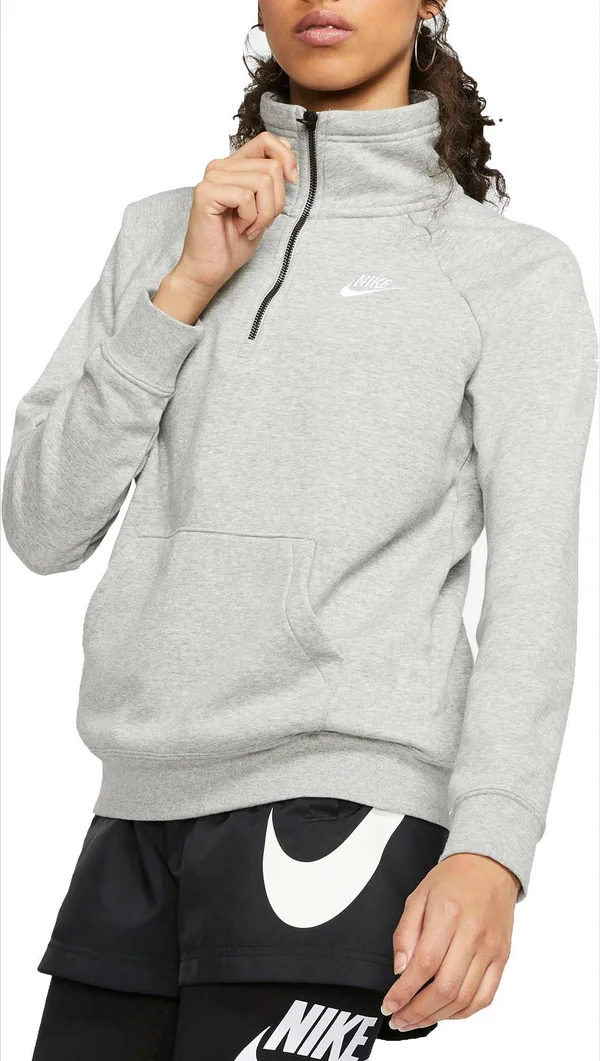 Nike Sportswear Women's Essential Quarter Zip Fleece Pullover, Size: XS, Dk Grey Heather