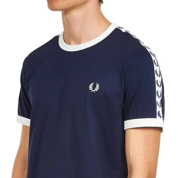 Fred Perry Taped Ringer T Shirt Blue