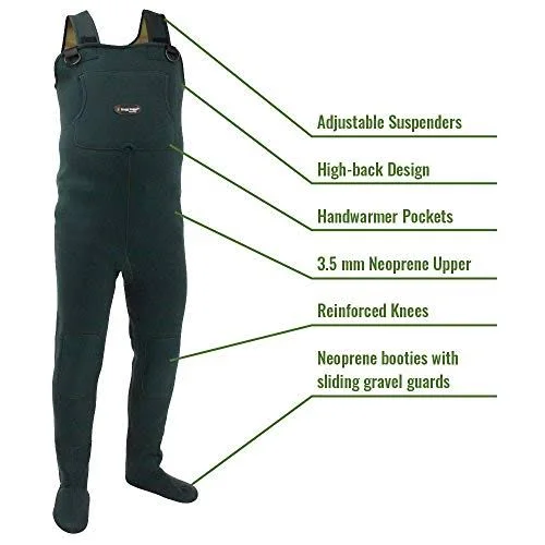 Frogg Toggs Amphib Neoprene Stockingfoot Chest Wader, Size XL, Green