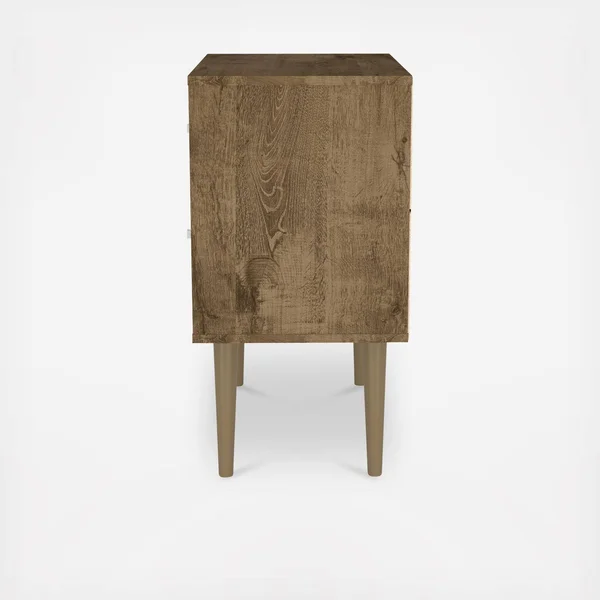 Manhattan Comfort Liberty Rustic Brown and White Nightstand - 204AMC96