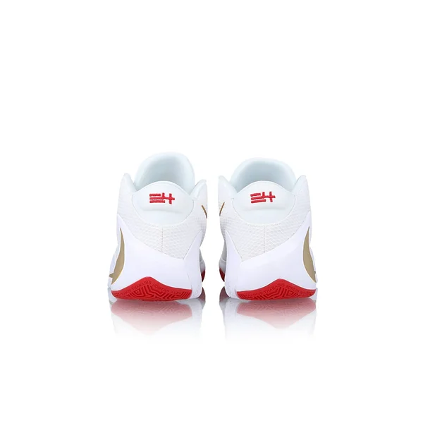 Mens - Nike Zoom Freak 1 Basketball Shoes - White/Metallic Gold/University Red, Size 10