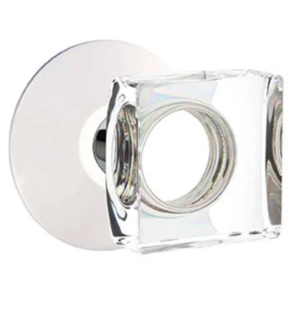 Emtek 5107SQUUS15 Passage Square Knob with Modern Rose Finish: Satin Nickel