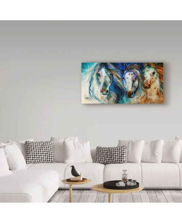 &3 Wild Appaloosa Horses& Acrylic Painting Print on Wrapped Canvas Trademark Fine Art Size: 24x22 H x 47x22 W x 2x22 D