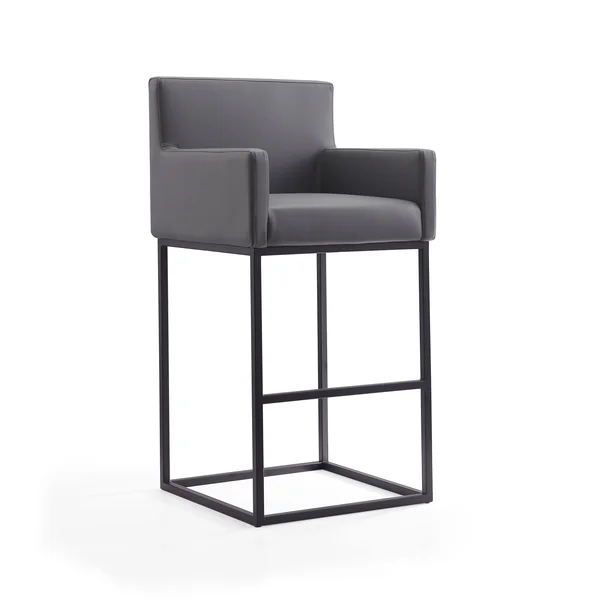 Strick & Bolton Barton Contemporary Leather Bar Stool - Grey