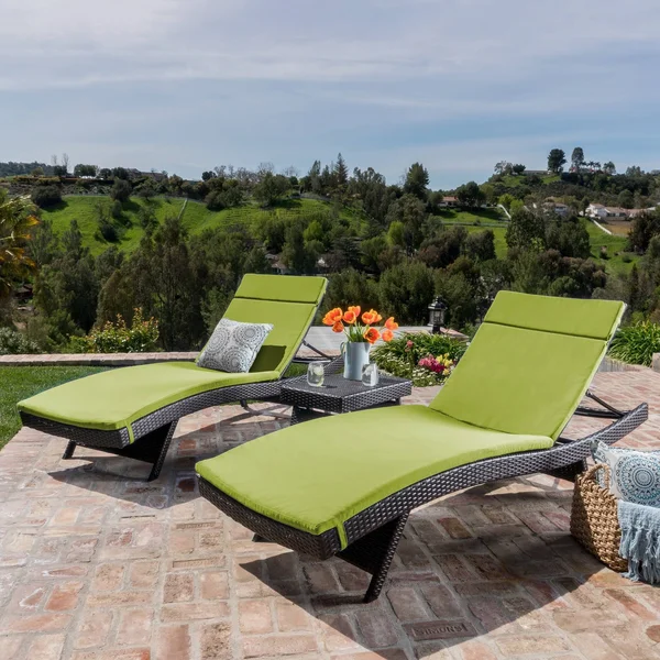 Rio Vista 3 Piece Chaise Lounge Set with Cushions - Green