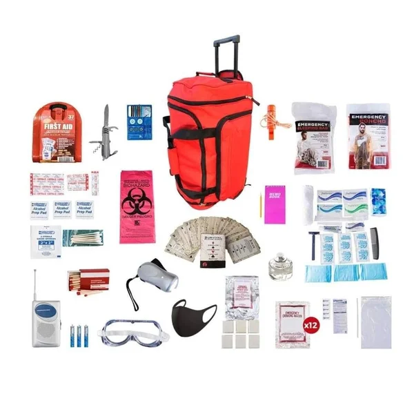 Guardian 1 Person Deluxe Survival Kit (72+ Hours) - Red Wheel Bag