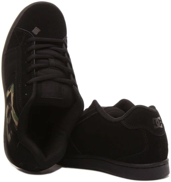 DC Net Black Camo Mens Suede Skate Trainers - 8 UK