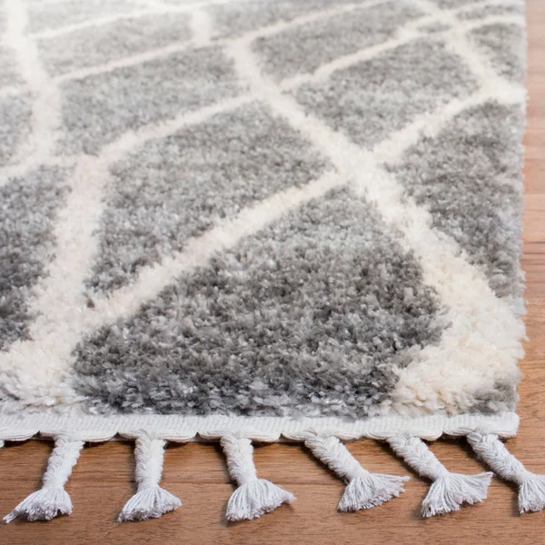 Safavieh Berber Fringe Shag Mena Trellis Rug - 6&7x22 x 6&7x22 Square - Cream/Blue