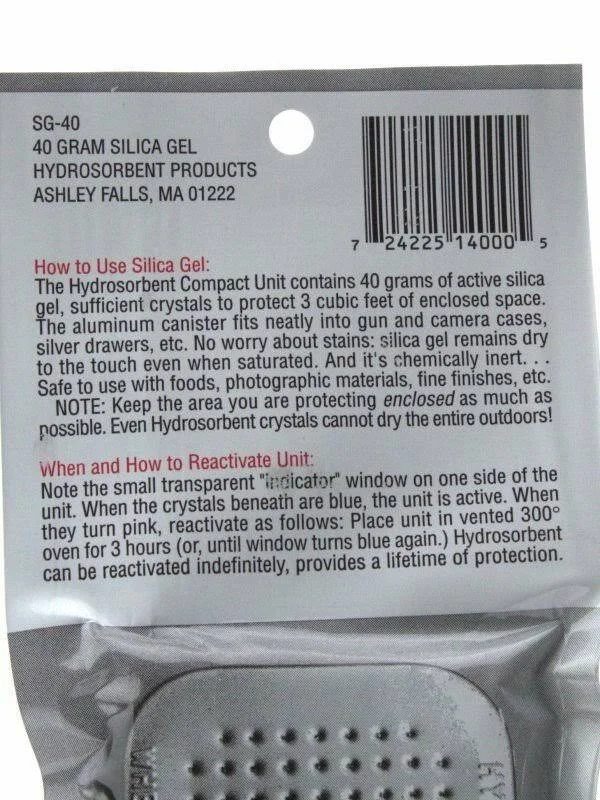 40 Gram Silica Gel Desiccant, Moisture Absorber Dehumidifier 36