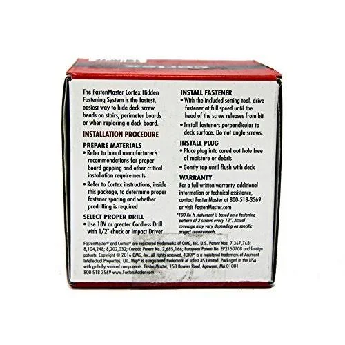 Fastenmaster Fmctx-Tx1lfslwg Cortex Hidden Deck Fastener - H5016193