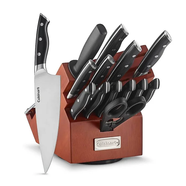 Cuisinart Triple Rivet 15-Piece Rotating Knife Block Set in Acacia