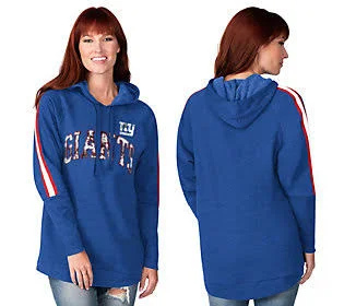 NFL Women's Double Team Tunic Pull-Over Hoodie, Size Large, Giants
