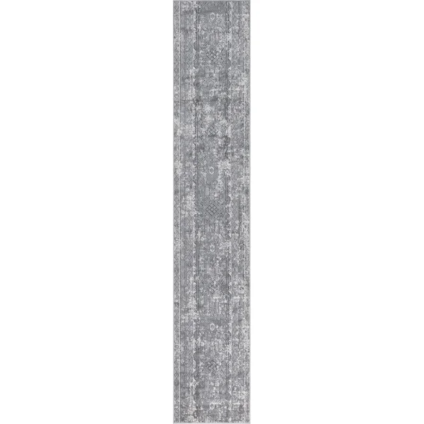 Unique Loom Portland Depoe Gray 2 ft. 2 in. x 12 ft. Runner Rug