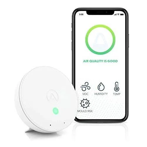 Airthings Wave Mini - Indoor Air Quality Monitor - Chemicals (TVOCs) - Mould Risk, Humidity, Temperature