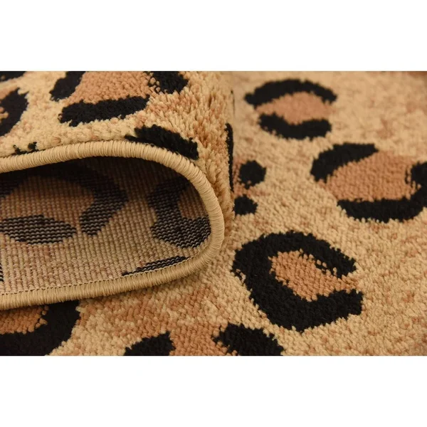 Unique Loom Leopard wildlife Area Rug (9& x 12& - Light Brown)