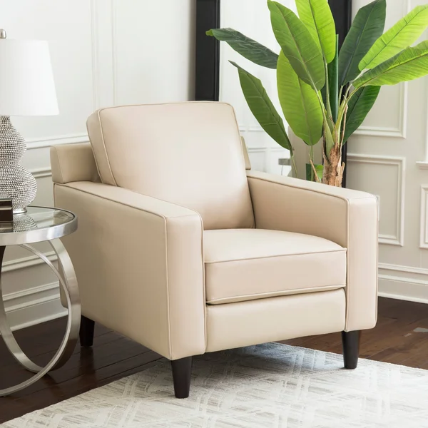 Abbyson Milton Top Grain Leather Armchair Cream