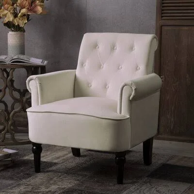 Michalak 29'' Wide Velvet Armchair Alcott Hill Body Fabric: Beige Velvet