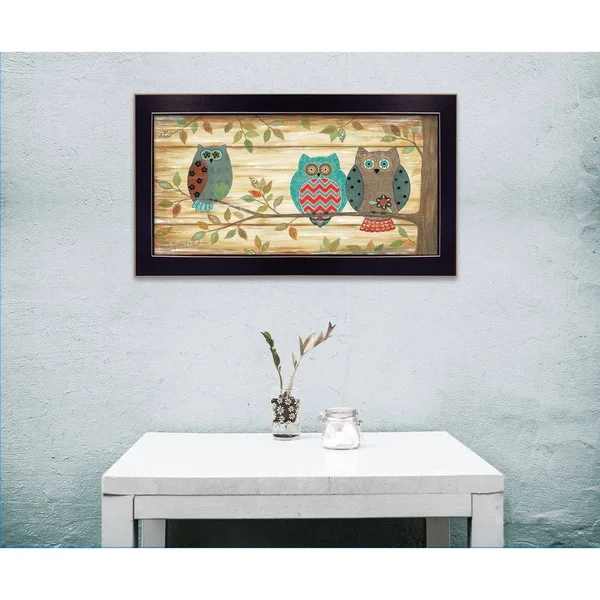 Three Wise Owls by Annie LaPoint Ready to Hang Printed Wall Art, Black Frame