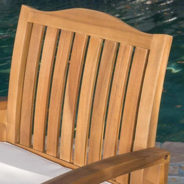 Noble House Tampa Outdoor Acacia Wood 3 PC Chat Set w/ Round Table