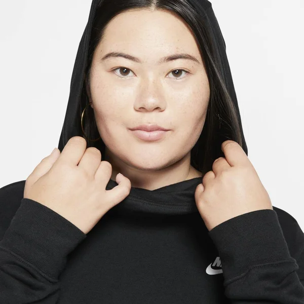 Nike Plus Size Fleece Funnel Neck Hoodie - Black/White - 2x