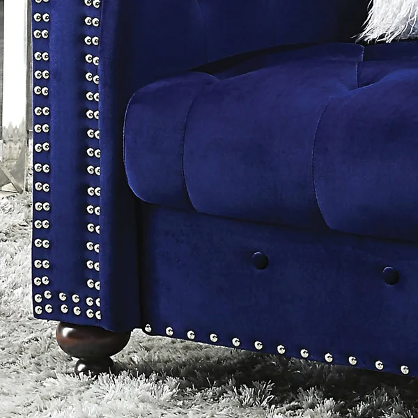 Furniture of America Resserie Glam Fabric Button Tufted Chair - Blue