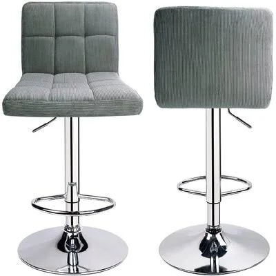 Bar Stools, Modern PU Leather Adjustable Swivel Bar Stool with Back Orren Ellis Upholstery: Flannel Gray
