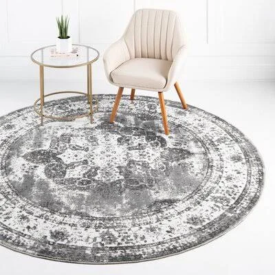 Brandt Oriental Gray Area Rug Mistana Rug Size: Round 8&