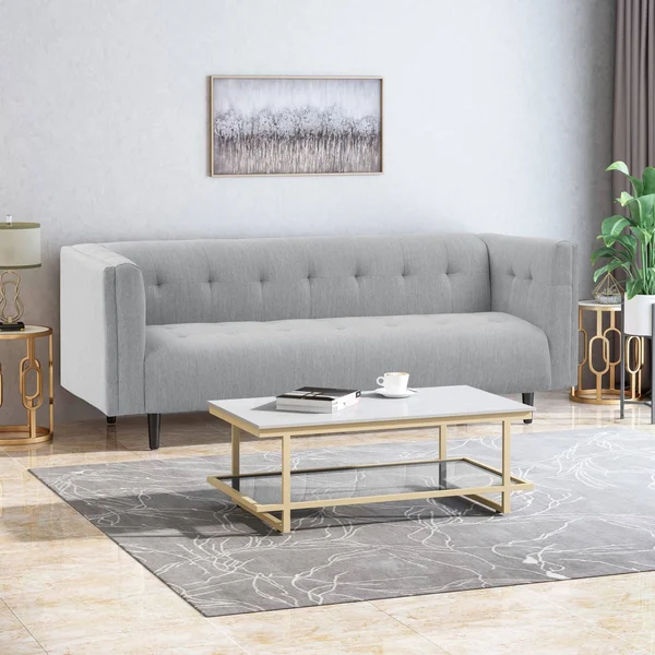 Ludwig Mid Century Modern Upholstered Tufted Sofa Navy - Christopher Knight Home