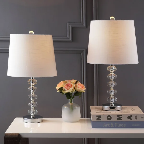 Kevin 22x22 Glass/Metal LED Table Lamp - Clear/Chrome (Set of 2) by Jonathan Y