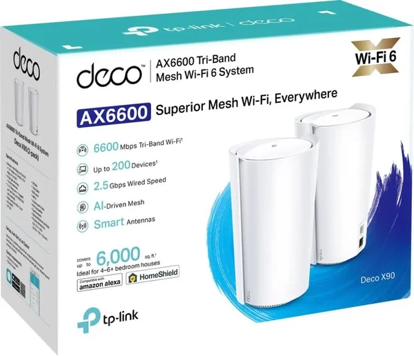 Tp-link - Deco X90 (2-Pack) AX6600 Whole Home Mesh Wi-Fi 6 System - White