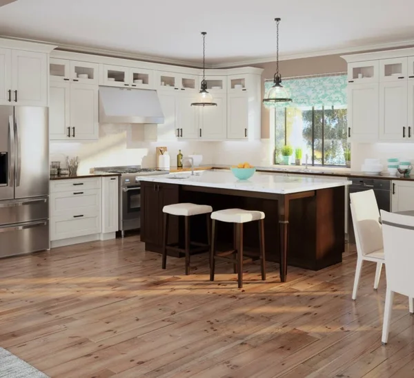 Wilora Hawthorne Shaker Antique White 30x22 x 34.5x22 x 24x22 Sink 2 Doors, 2 False Drawers Base Cabinet, High-Density Fiberboa
