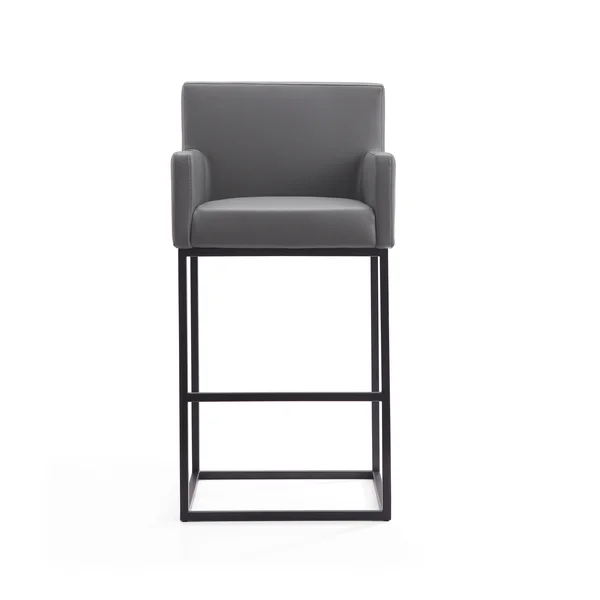Strick & Bolton Barton Contemporary Leather Bar Stool - Grey