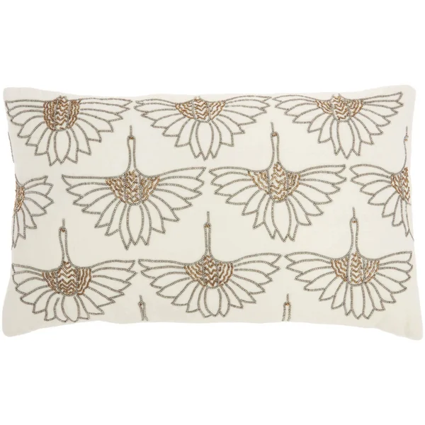 Nourison Sofia Ivory Decorative Throw Pillow, 12 inchx20 inch, Size: 12 inch x 20 inch